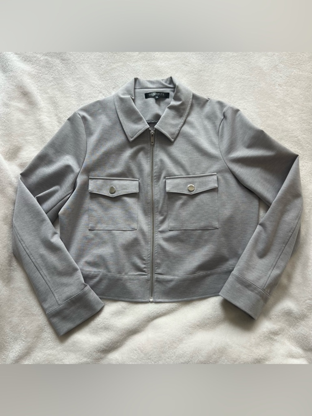 Dynamite Light Gray Zip-Up Jacket with Stretch